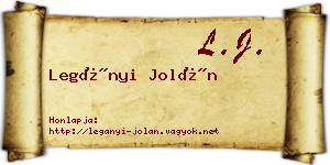 Legányi Jolán névjegykártya